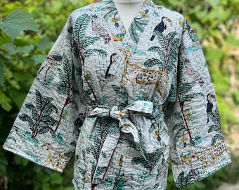 White Safari Kantha Short Lenght Jacket/Coat,Ethnic Boho Comfy Jacket,Handmade Jacket,New Style Coat,Womenwear,Partywear OR Gift For HER
