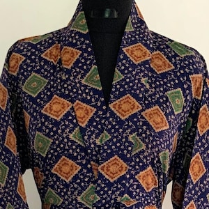 Blue Cotton Men&#39;s Kimono Robe: Japanese Style Loungewear