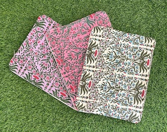 15"-16”-17” Laptop Waterproof Protector/Sleeve,100%  Pure Cotton Block Print Quilted Handmade Laptop Pouch,Macbook Air Cover,