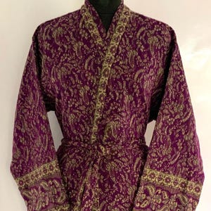 Unisex Yak Wool Purple-Beige Handmade Kimono,Winter Special,House robe,Gift For Someone Special/Occasionally.