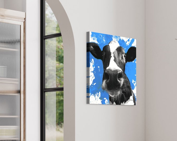 Blue cow poster I farm animals I moo