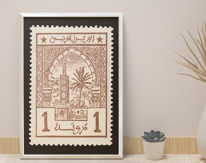 Poster Mosque in Issaoussas in Morocco I Poster stamp seen mosque
