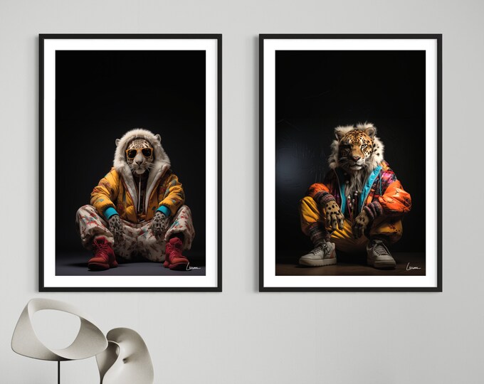TIGER and LEOPARD poster I jungle I wild animals I sahari