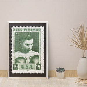 Briefmarkenplakat Boxen Jess WILLARD I Weltmeister 1915 I Boxen