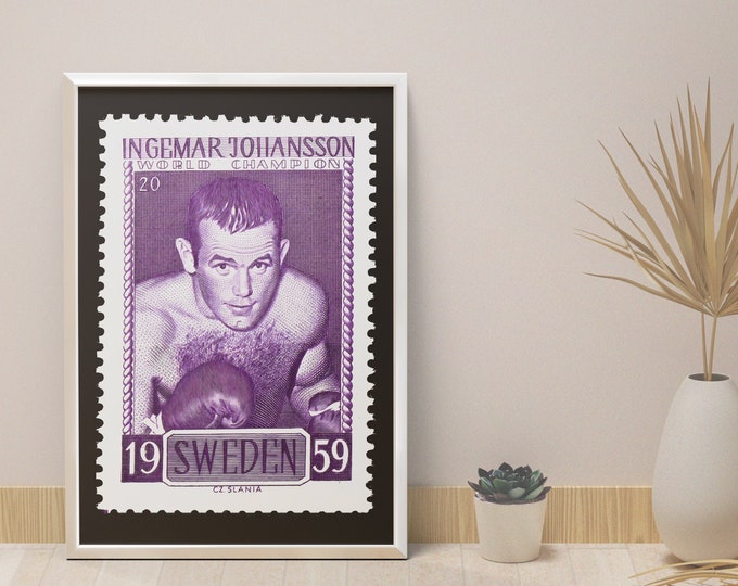 Boxing stamp poster Ingemar JOHANSSON I World Champion 1939 I Sweden