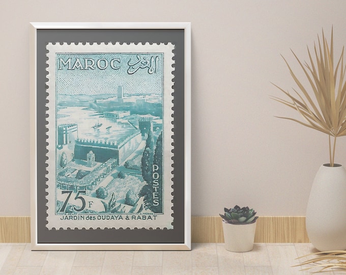 Postage stamp poster I Morocco I OUDAYA Garden I Rabat