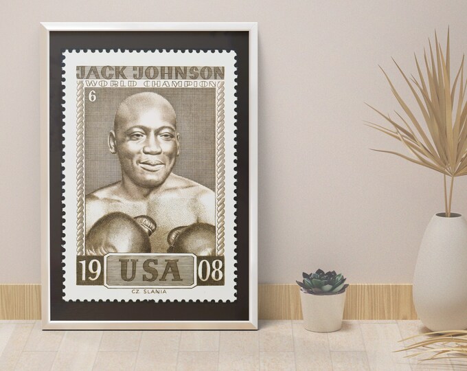 Stamp shows Jack JOHNSON I Boxing I World Champion 1908