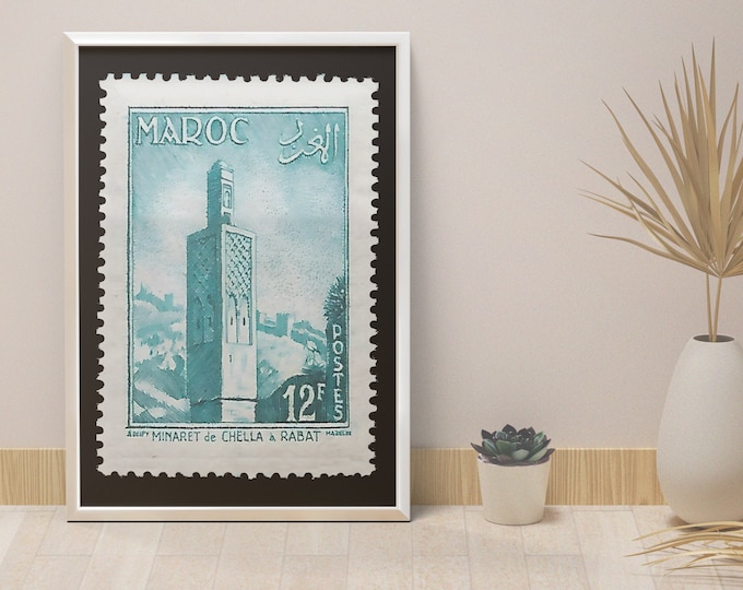Poster Minaret of Chella in Rabat I Morocco I stamp I Mosque