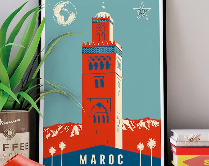 Poster Koutoubia MARRAKECH I Ocher City I Travel I Morocco