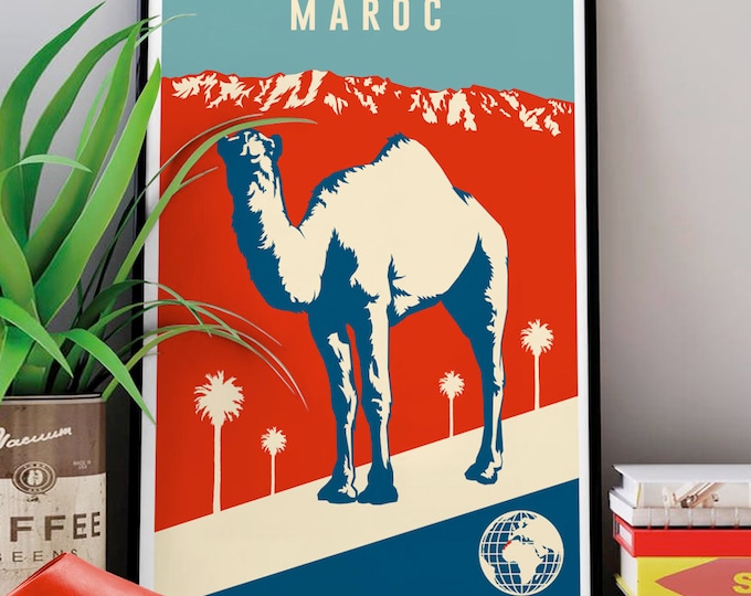 Morocco camel poster | Morocco poster | orientalist | Morocco travel