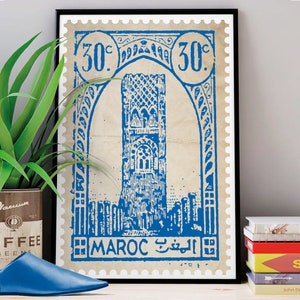 Affiche TIMBRE Maroc I Carte postale I Tour I tour Hassan