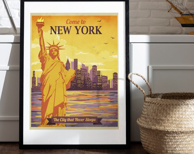 NEW YORK poster I retro advertising I travel poster I vintage poster I vintage wall art