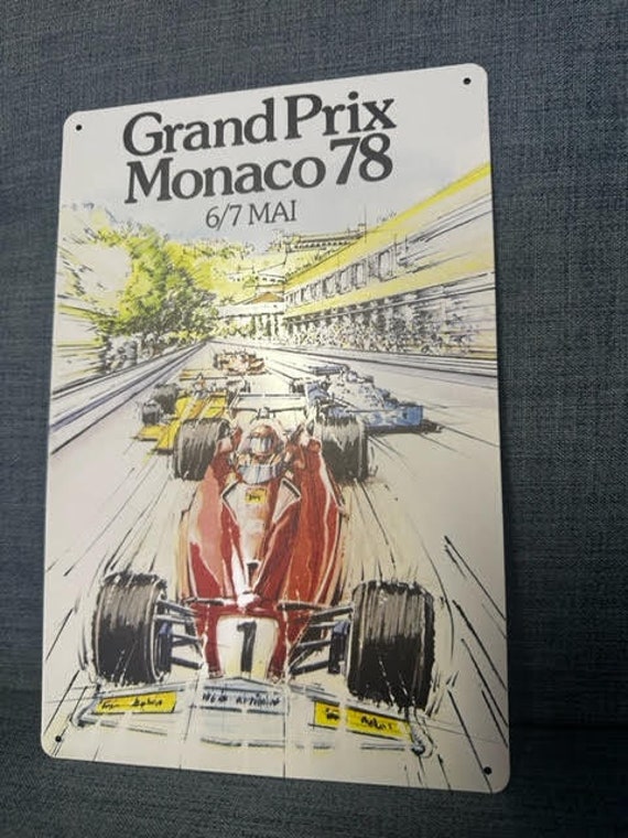 Plaque Murale En Métal Grand Prix F1 - 30x20 Cm, Décoration Rétro Vintage Course Automobile