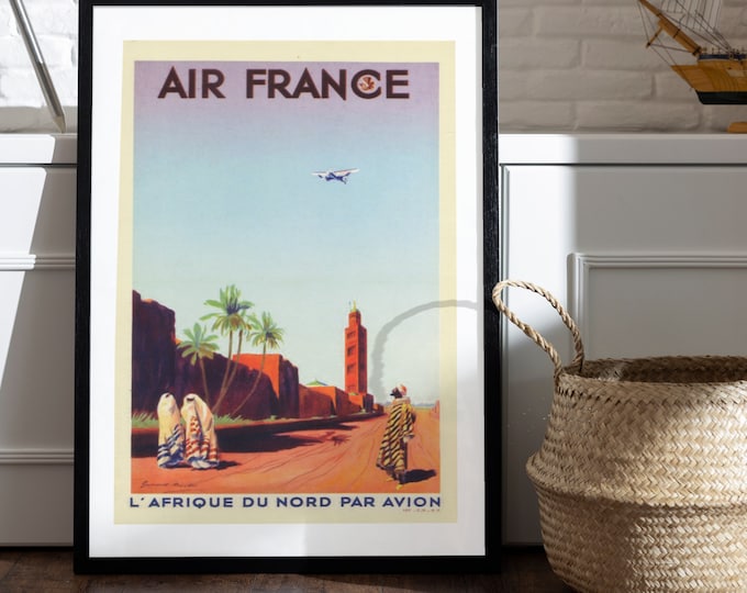 AFRICA BY PLANE poster I retro advertising I travel poster I vintage poster I vintage wall art