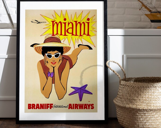 Vintage travel poster Miami I vintage poster I Retro advertising