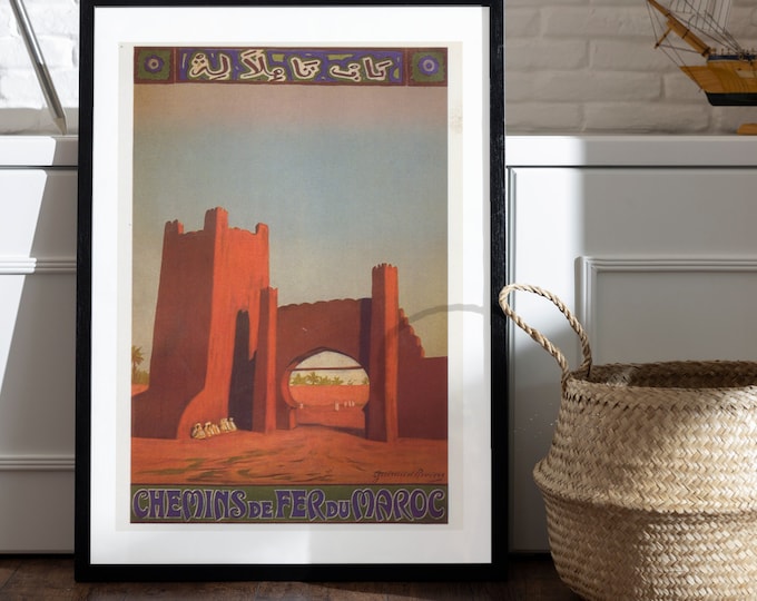 CHEMIN de FER du MOROCCO poster I Morocco travel I retro advertising I travel poster I vintage poster I vintage wall art