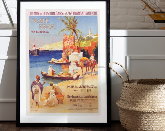 FRANCE MOROCCO poster I travel I transport I retro ad.