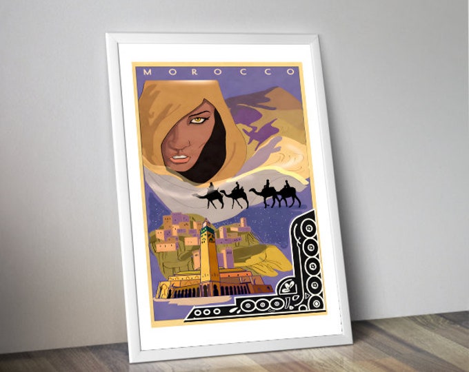 MOROCCO poster, retro advertisement, travel poster, vintage poster, vintage wall art
