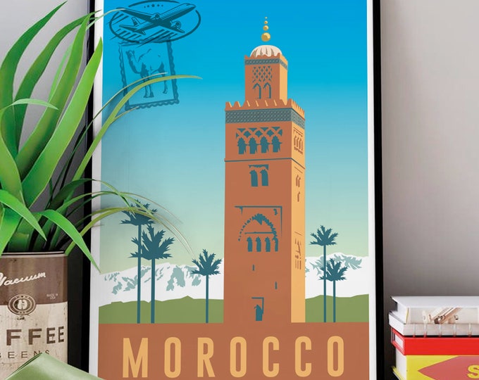 MOROCCO stamp poster | poster Morocco | orientalist | Morocco travel