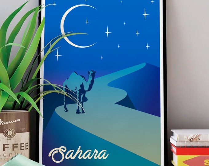 Poster SAHARA by night | Morocco poster | orientalist | Morocco trip