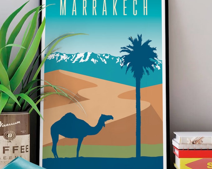 Camel poster MARRAKECH | poster Morocco | orientalist | travel Morocco