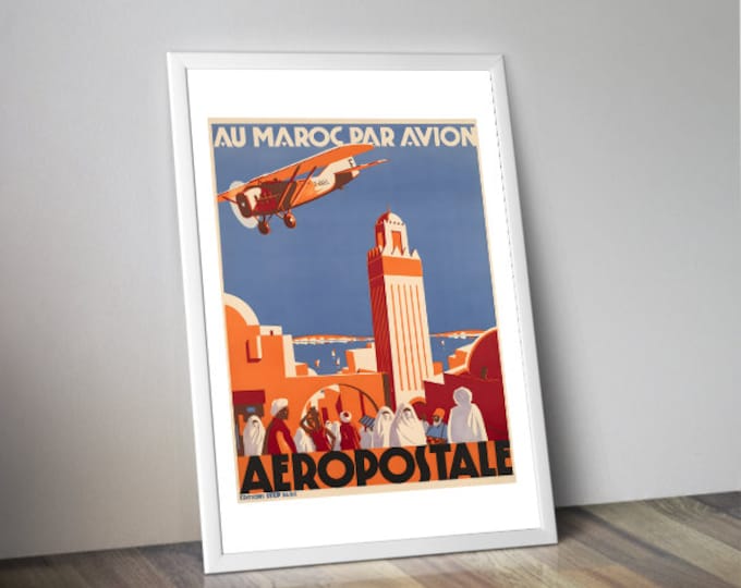 Poster AEROPOSTALE Morocco | retro advertising | travel poster | vintage poster | vintage wall art