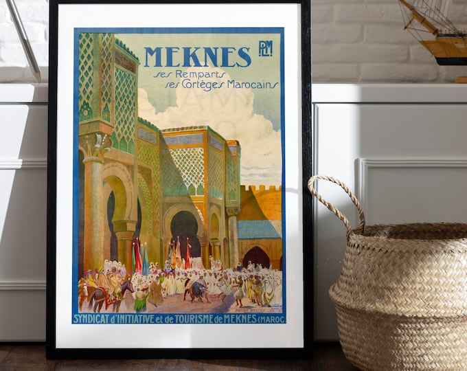 MEKNES poster I Morocco pub I Morocco travel I vintage pub I retro pub