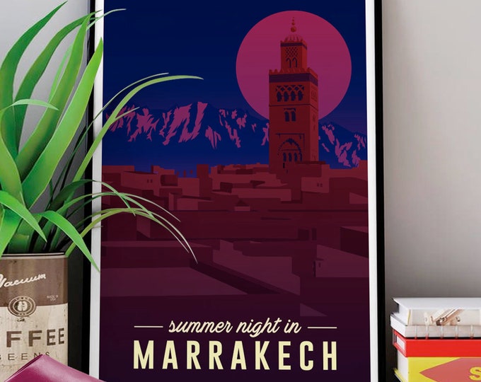 Poster SUMMER night Marrakech | Morocco poster | orientalist | Morocco trip