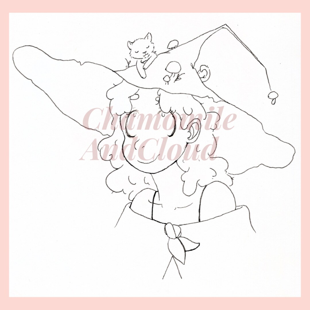 Mushroom Girl Coloring Page Printable Coloring Page Digital Etsy