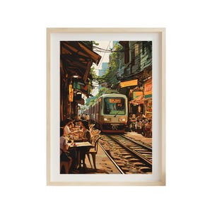 Poster Print, Hanoi Vietnam Wall Art - Train Street Scene, Southeast Asia Vibes, Travel Gift, Travel Poster, Backpacking,  Housewarming.