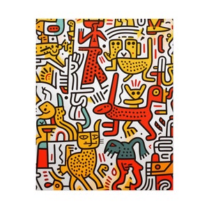 Keith Haring Style Art Print: Vibrant, Playful Figures imagen 10