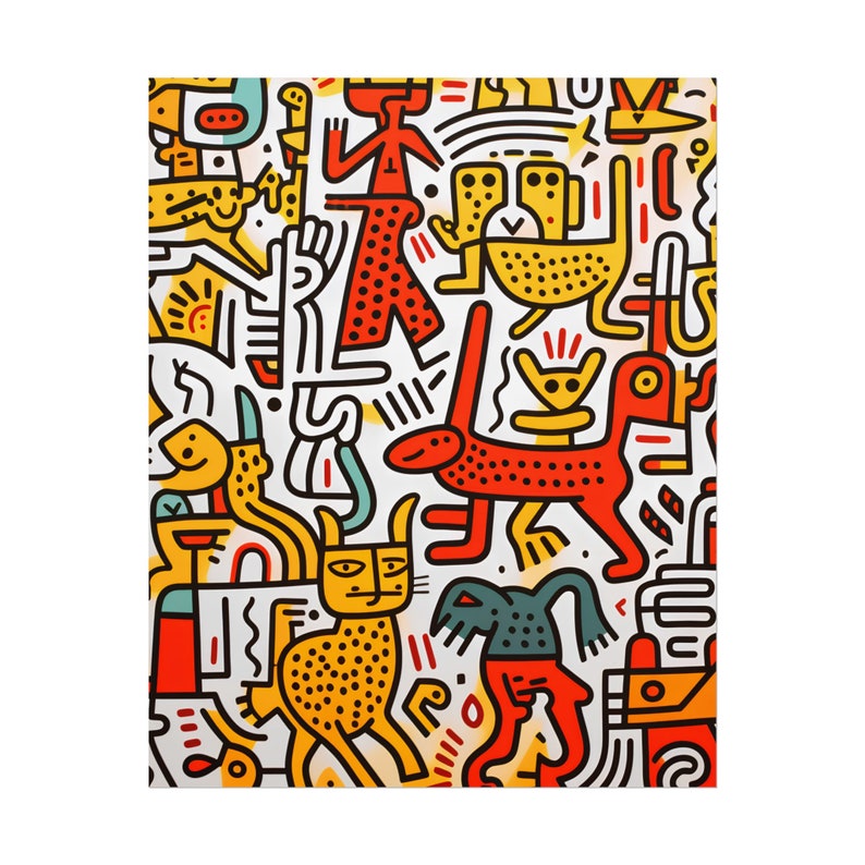 Keith Haring Style Art Print: Vibrant, Playful Figures imagen 10