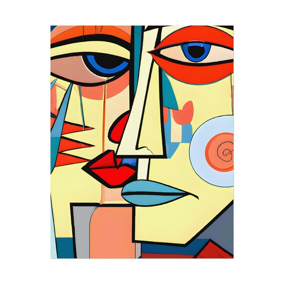 Cubism Portrait Poster: Abstract Geometric Art, Vibrant Colors