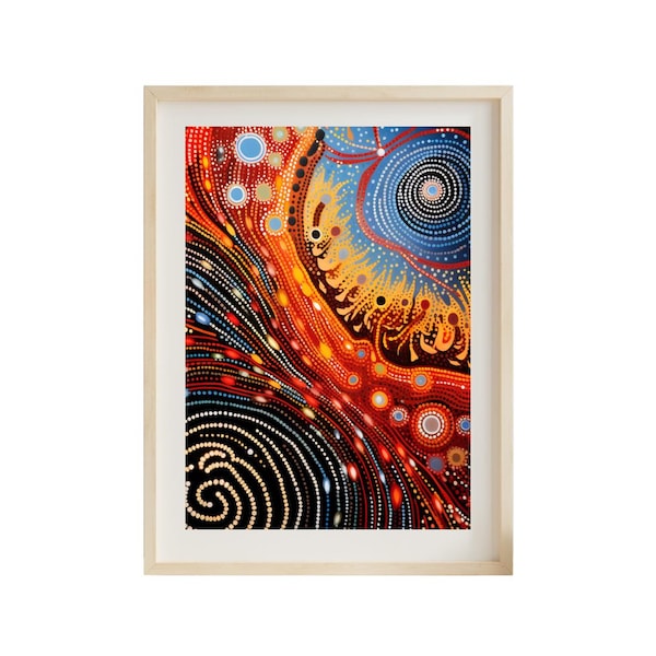 Aboriginal Art Print: Dreamtime Symphony, Indigenous Masterpiece