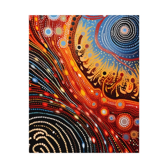 Aboriginal Art Print: Dreamtime Symphony, Indigenous Masterpiece