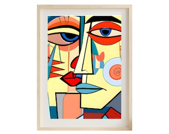 Cubism Portrait Poster: Abstract Geometric Art, Vibrant Colors