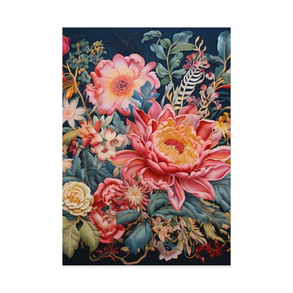Floral Tapestry: Traditional Malaysian Blooms in Patchwork Design, Featuring Pink Torch Ginger's Exquisite Tropical Perennials
