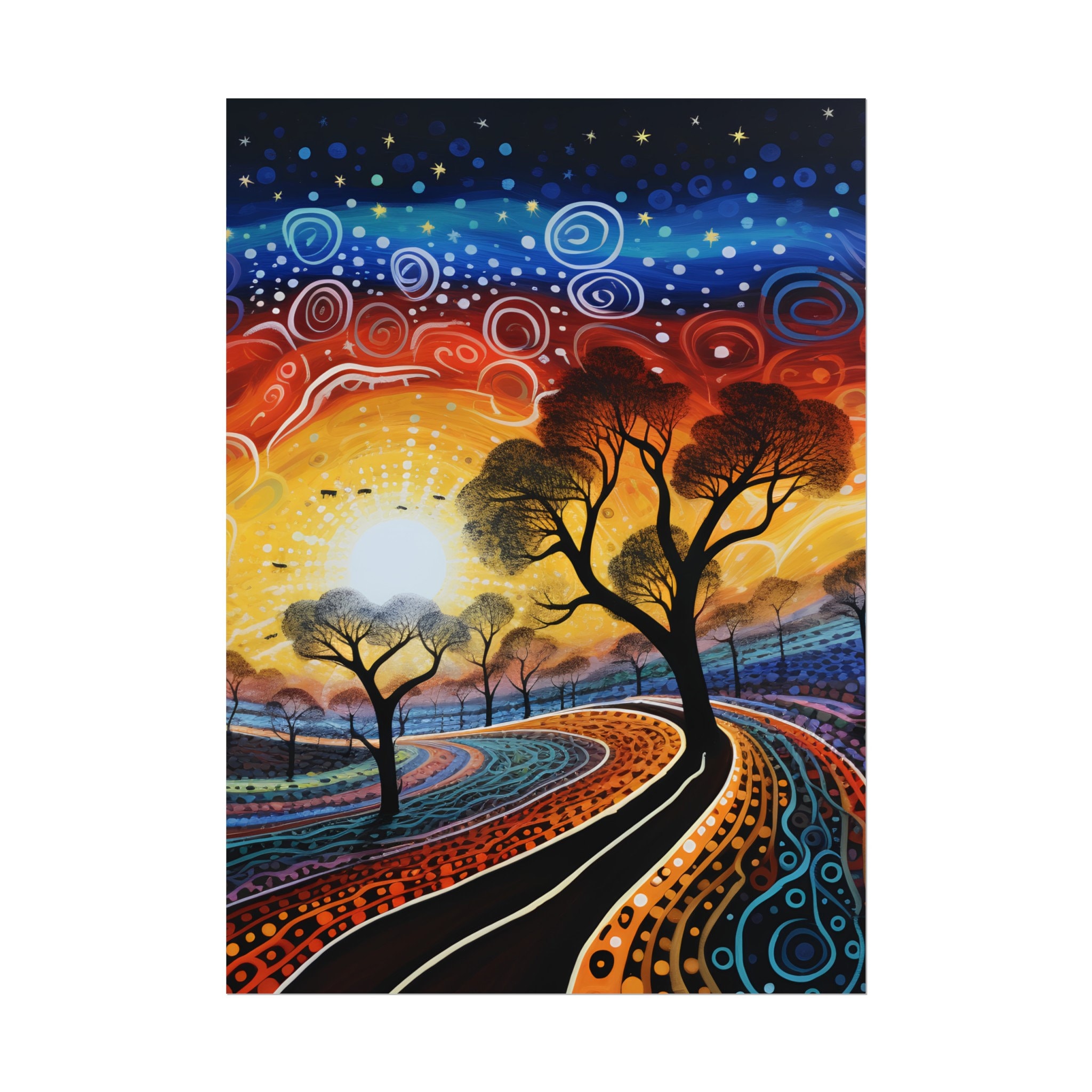Dreamtime Journey – Aboriginal Indigenous Art Print | Vivid Colors