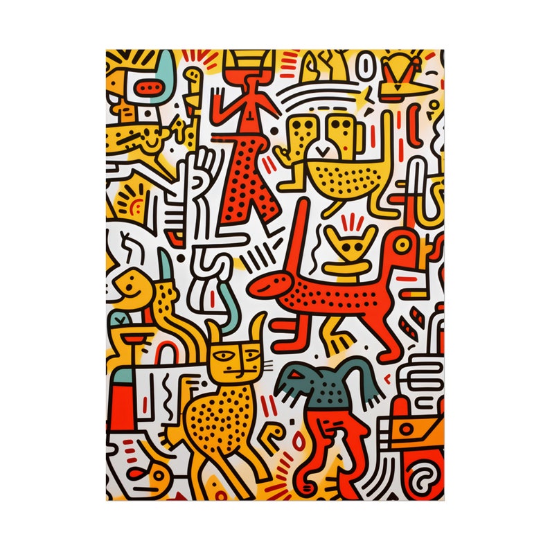 Keith Haring Style Art Print: Vibrant, Playful Figures imagen 9