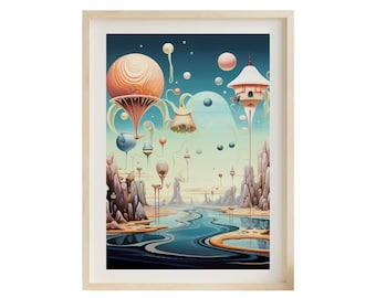 Impresión artística de levitación surrealista inspirada en Salvador Dalí