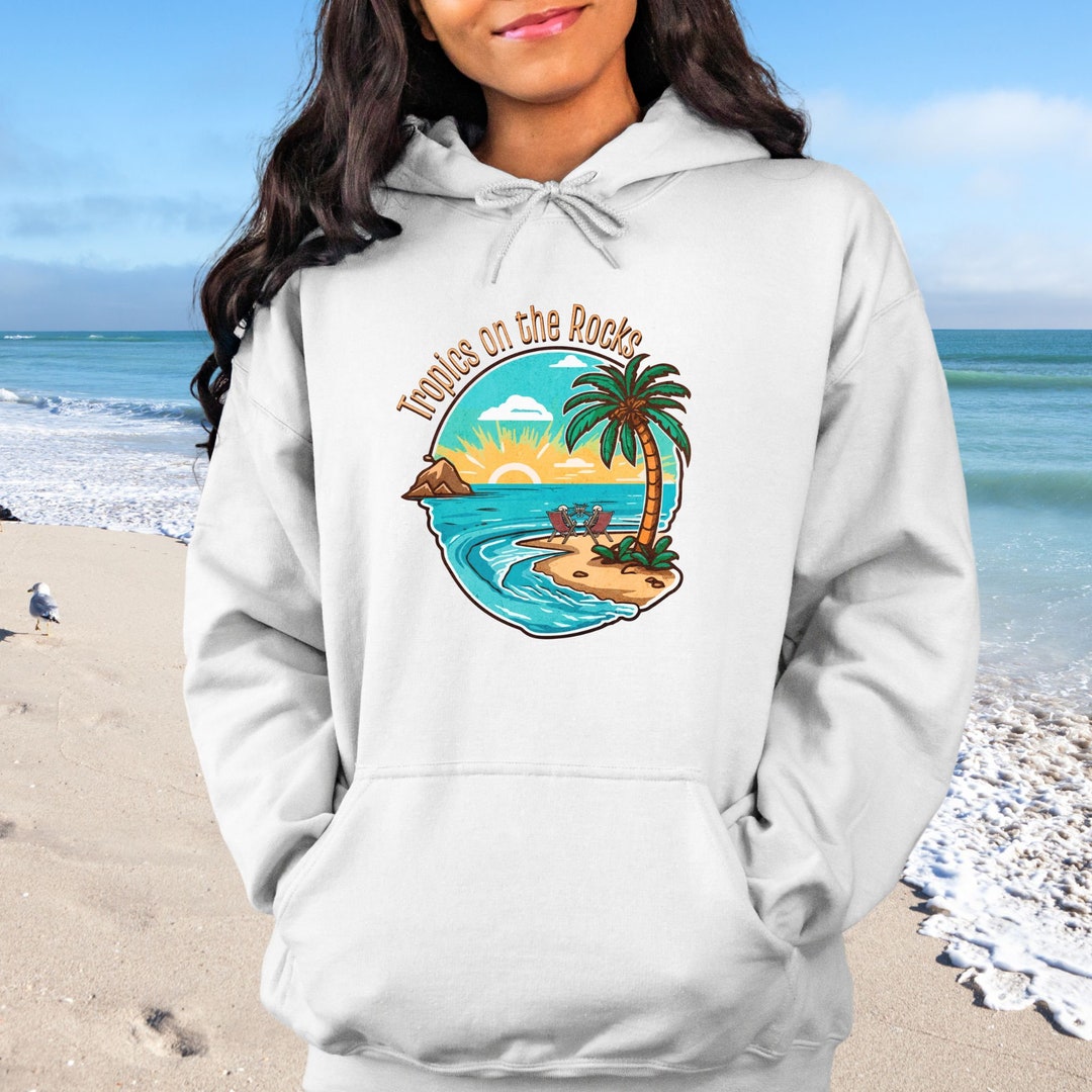 Tropical Beach Hoodie, Island Hoodie, Ocean Beach Hoodie, Skeleton