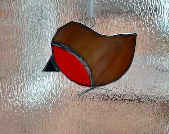 ROBIN Stained glass window hanging Christmas Robin suncatcher