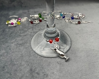Wine Glass Charms – Set of 10, Colourful Glass Beads with Charms for Wine Lovers - Wine Charms, Glass Identifiers