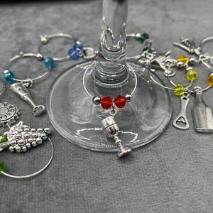 Wine Glass Charms – Set of 10, Colourful Glass Beads with Charms for Wine Lovers - Wine Charms, Glass Identifiers