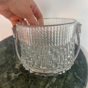 French Crystal Ice Bucket, with Chrome Handle