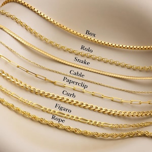14k guldkedjor i lager – Rolo, Box, Gem, Fiskbens, Figaro, Curb, Kabel, Orm, Rep, Stapelkedjor för kvinnor, Guldsmycken och presenter