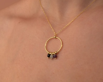 14k Gold Crystal Necklace, Dainty Stone Jewelry, Sterling Silver Quartz Pendant, Minimalist Amethyst Gold Necklace, Black Crystal Pendant