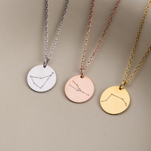 Personalisierte Konstellation Halskette, Sternzeichen Disc Anhänger, Benutzerdefinierte Sternzeichen Halskette, Astrologie Zeichen Schmuck, Horoskop Halskette für Frauen