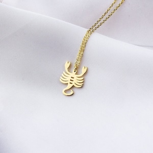 14K Gold Scorpio Necklace, Minimalist Scorpion Necklace, Dainty Zodiac Necklace, Astrology Birthday Gift for Her, Gift for Mom, Solid Gold