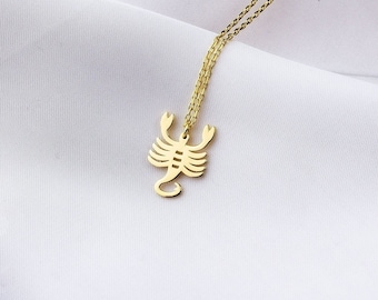 14K Gold Scorpio Necklace, Minimalist Scorpion Necklace, Dainty Zodiac Necklace, Astrology Birthday Gift for Her, Gift for Mom, Gold